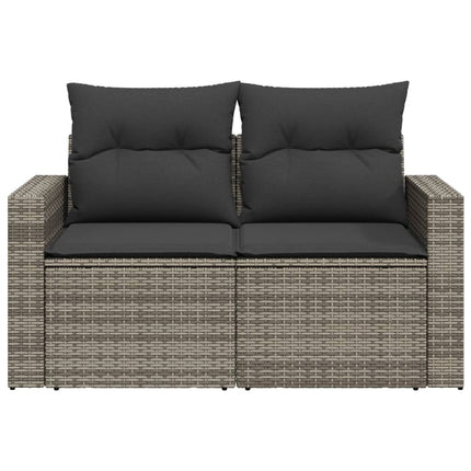 2-personers havesofa med hynder polyrattan grå