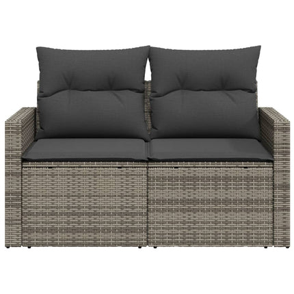 2-personers havesofa med hynder polyrattan grå