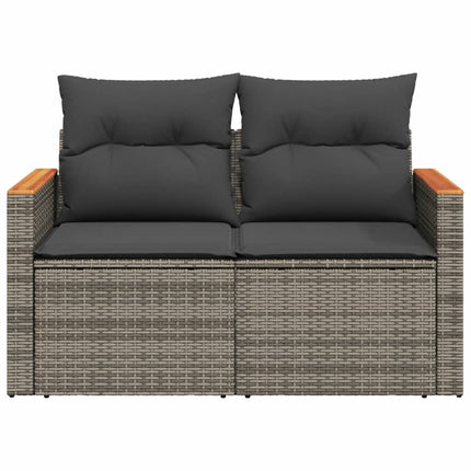 2-personers havesofa med hynder polyrattan grå