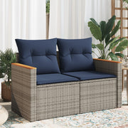 havesofa med hynder 2-personers grå polyrattan