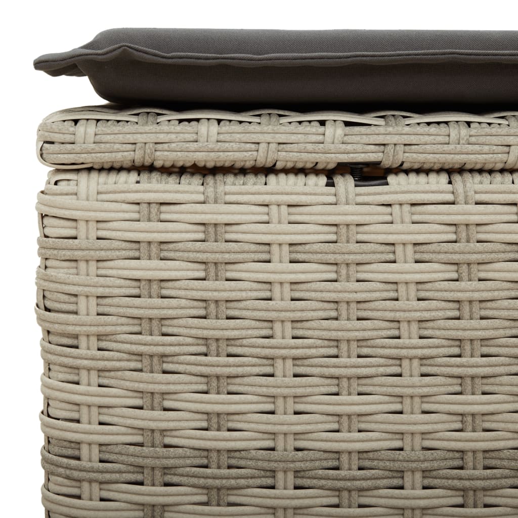haveskammel med hynde 55x55x37 cm polyrattan lysegrå