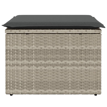 haveskammel med hynde 55x55x37 cm polyrattan lysegrå