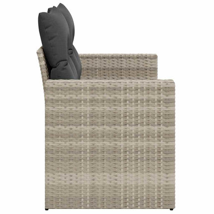 2-personers havesofa med hynder polyrattan lysegrå