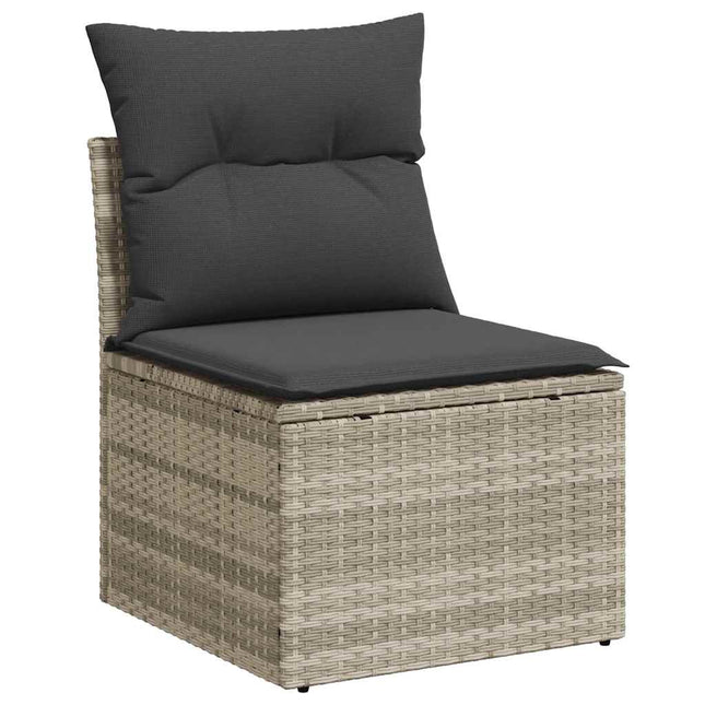 havestol med hynder uden armlæn polyrattan lysegrå