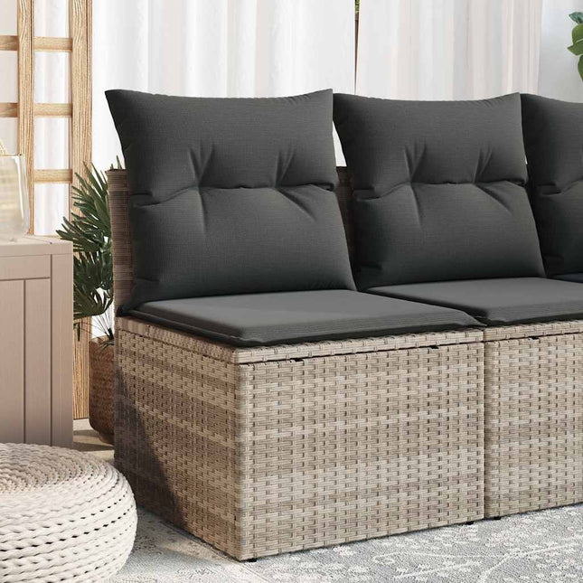 havestol med hynder uden armlæn polyrattan lysegrå