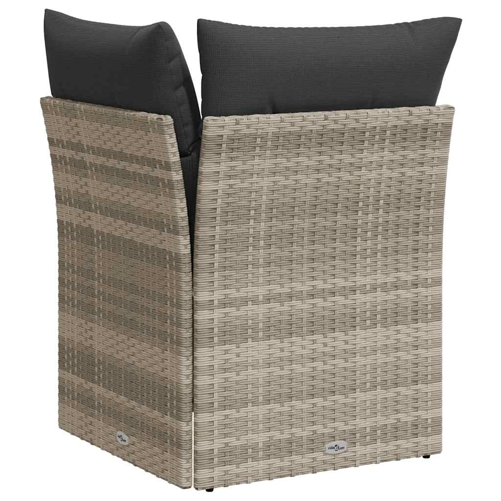 hjørnemodul til havesofa med hynder polyrattan lysegrå