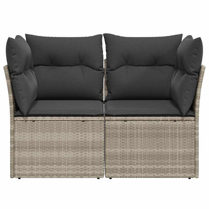 2-personers havesofa med hynder polyrattan lysegrå