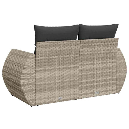 2-personers havesofa med hynder polyrattan lysegrå