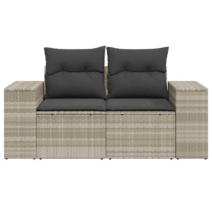 2-personers havesofa med hynder polyrattan lysegrå