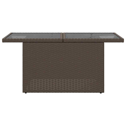 havebord med glastop 100x55x73 cm polyrattan brun