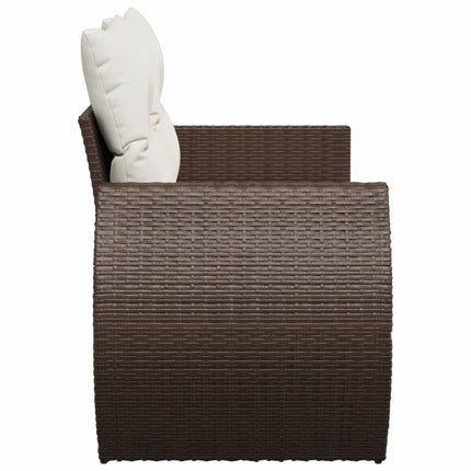 2-personers havesofa med hynder polyrattan brun