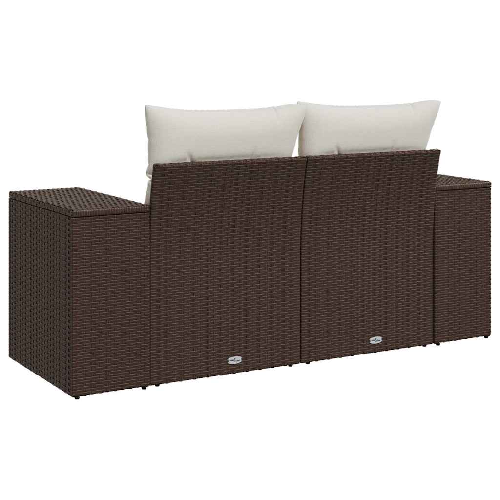 2-personers havesofa med hynder polyrattan brun