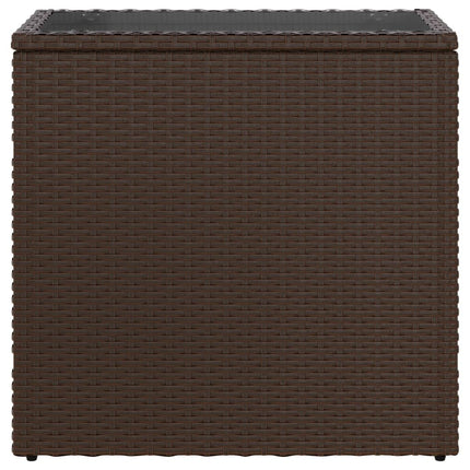havesidebord med glastop 58x27,5x55 cm polyrattan brun