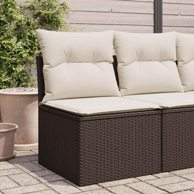 havestol med hynder uden armlæn polyrattan brun