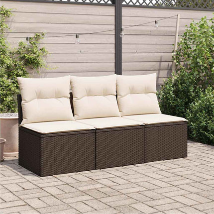 3-personers havesofa med hynder polyrattan brun