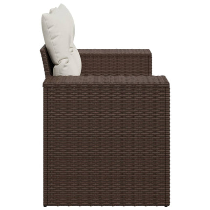 2-personers havesofa med hynder polyrattan brun