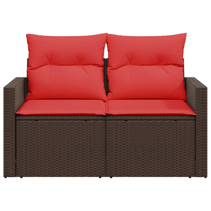 havesofa med hynder 2-personers brun polyrattan