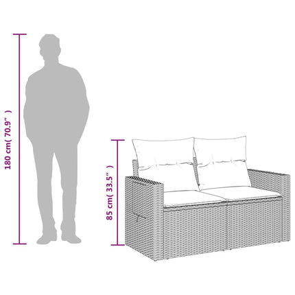 havesofa med hynder 2-personers brun polyrattan