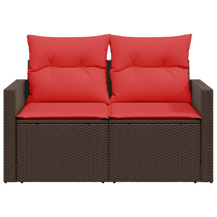 havesofa med hynder 2-personers brun polyrattan