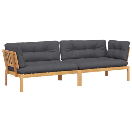 hjørnemoduler til pallesofa 2 stk. med hynder massivt akacietræ