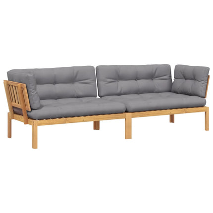 hjørnemoduler til pallesofa 2 stk. med hynder massivt akacietræ