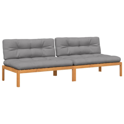 midtermoduler til pallesofa 2 stk. med hynder massivt akacietræ