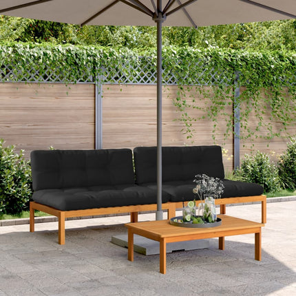 midtermoduler til pallesofa 2 stk. med hynder massivt akacietræ