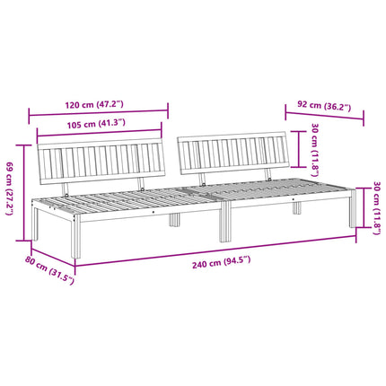 midtermoduler 2 stk. til pallesofa massivt akacietræ