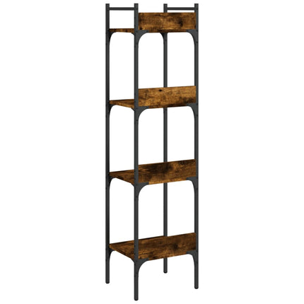 bogreol med 4 hylder 35x30x138,5 cm konstrueret træ røget eg