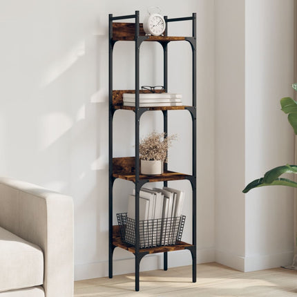 bogreol med 4 hylder 35x30x138,5 cm konstrueret træ røget eg