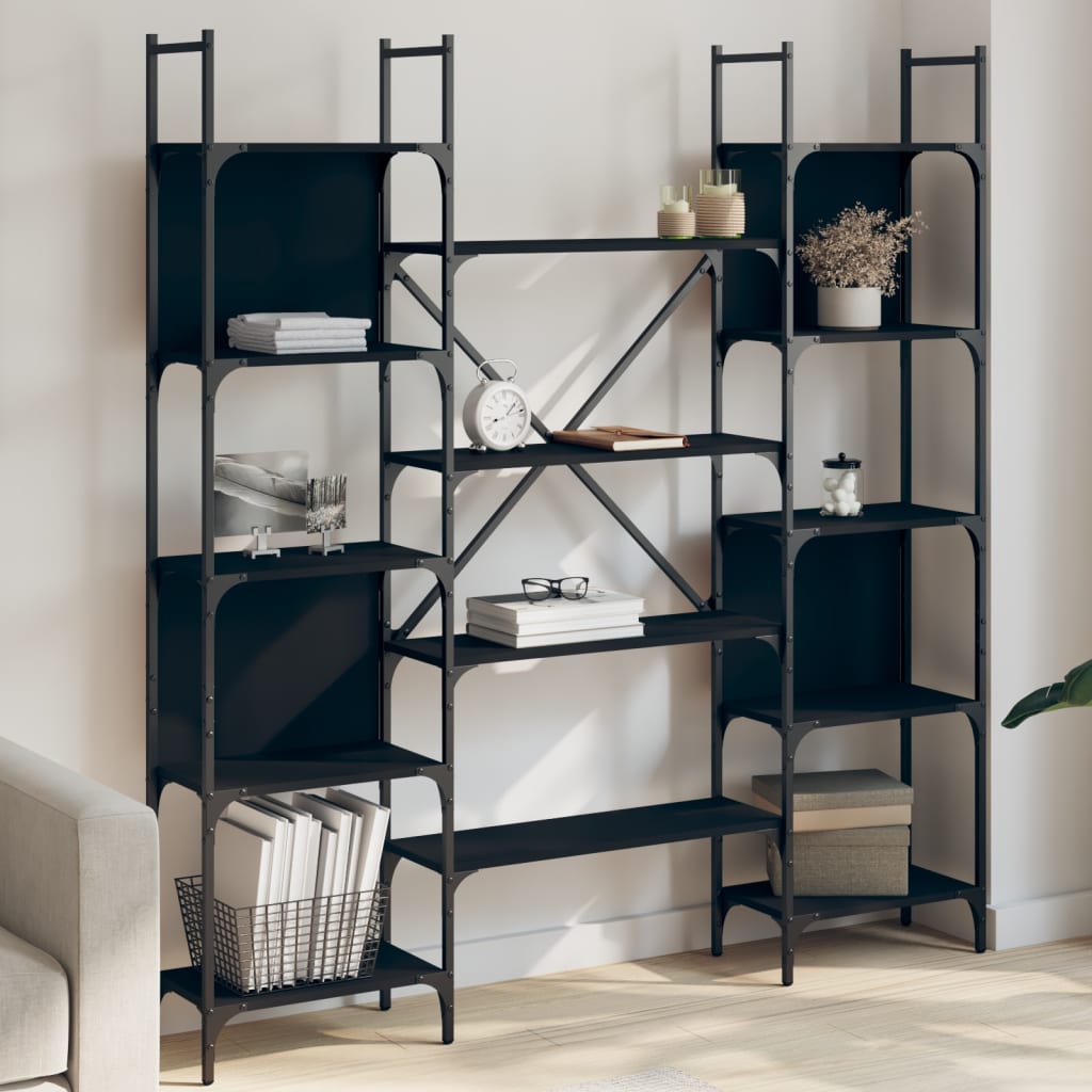 bogreol 155,5x24x166,5 cm konstrueret træ sort billede