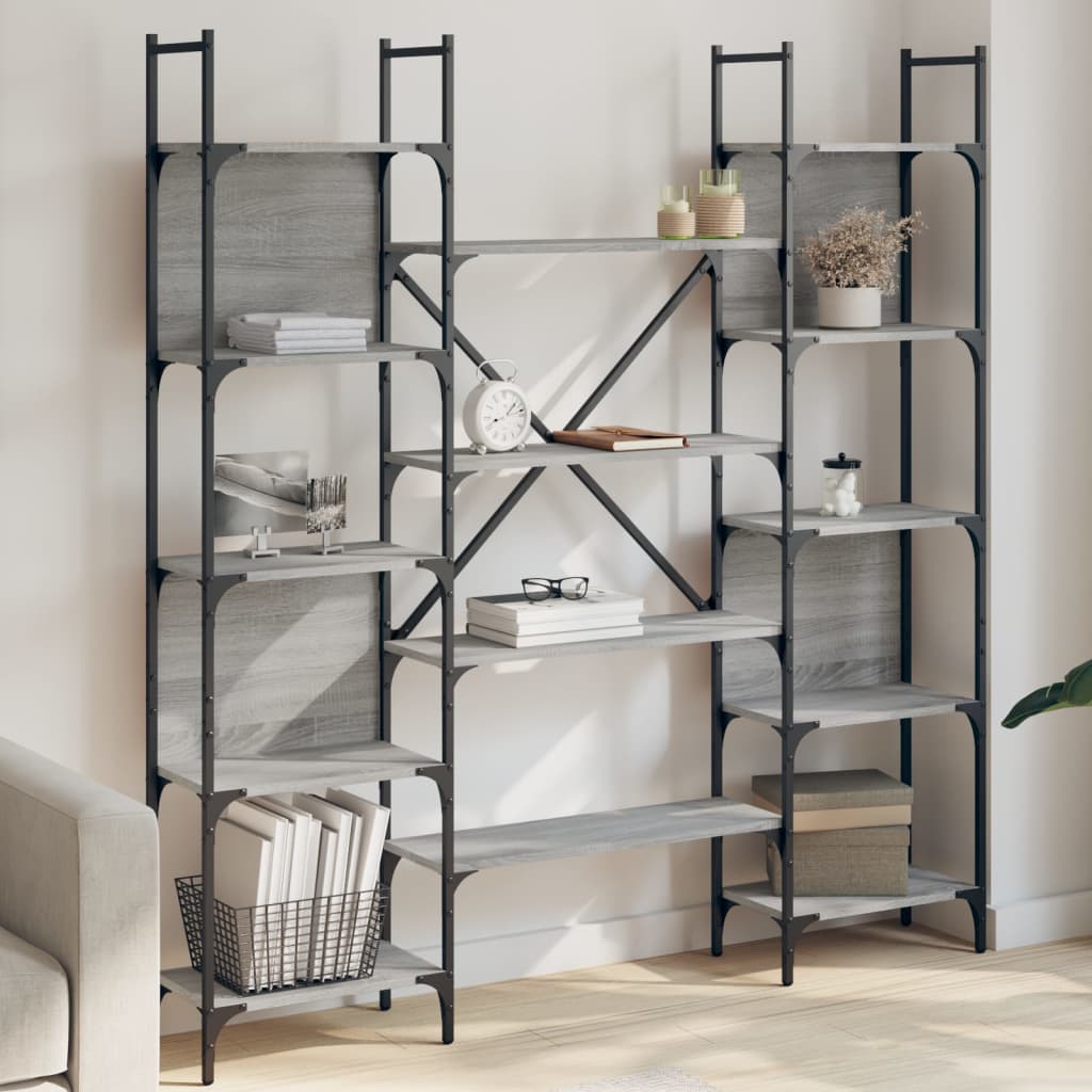 Bogreol 155,5×24×166,5 cm i konstrueret træ - grå sonoma-eg