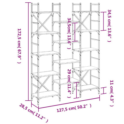 bogreol 127,5x28,5x172,5 cm konstrueret træ sort