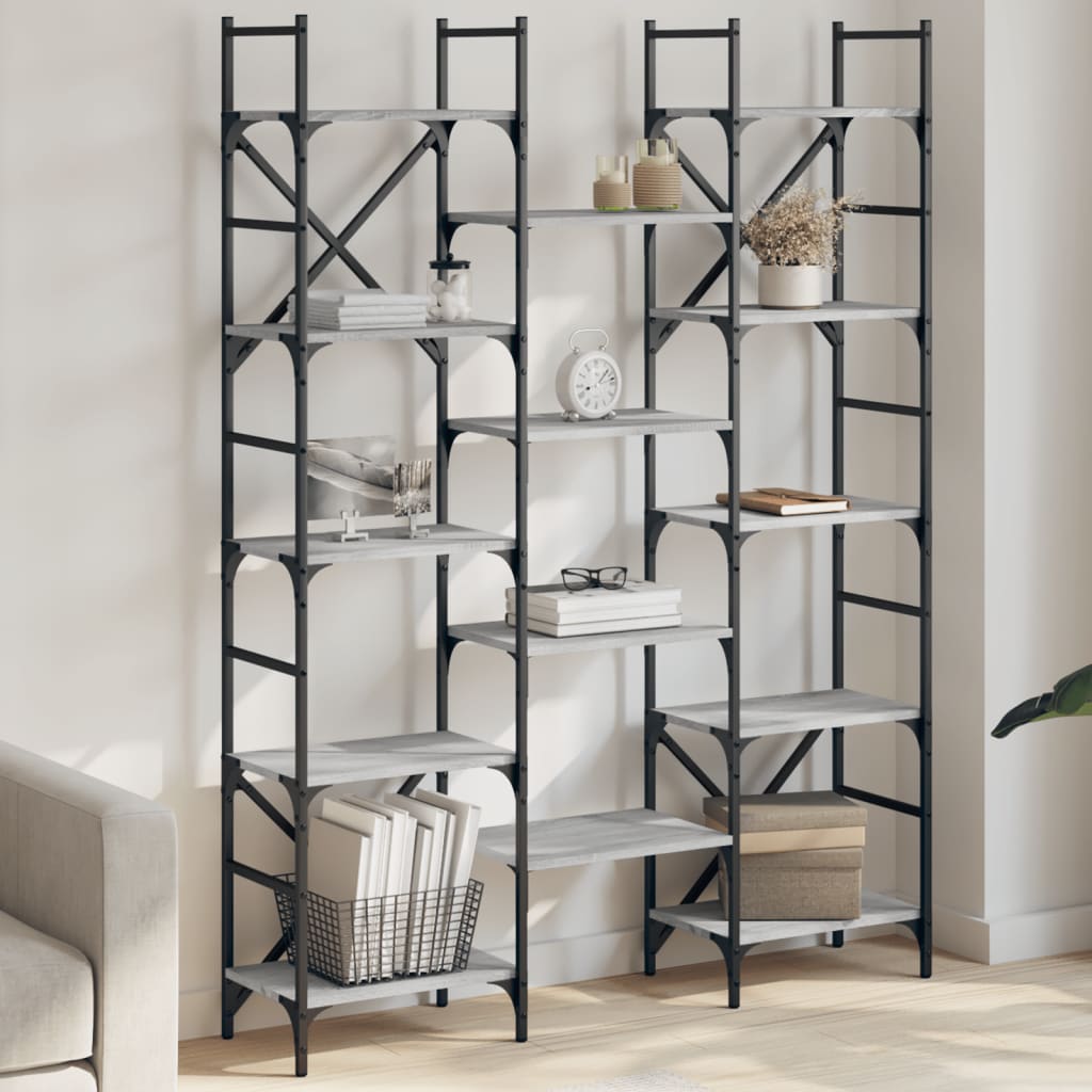 bogreol 127,5x28,5x172,5 cm konstrueret træ grå sonoma-eg billede