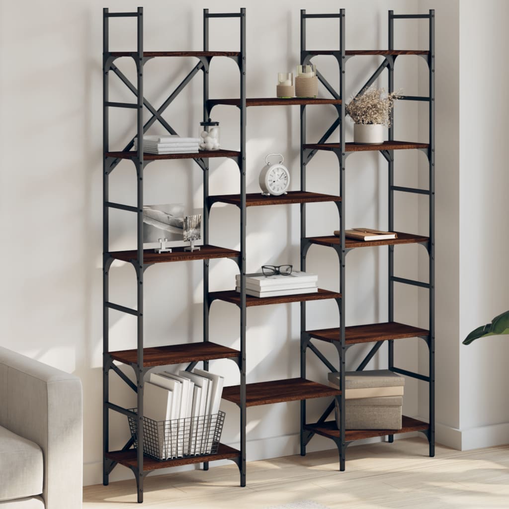Bogreol 160X28,5X136,5 Cm Konstrueret Træ Etræsfarve Brun Eg - 127.5 cm / 172.5 cm