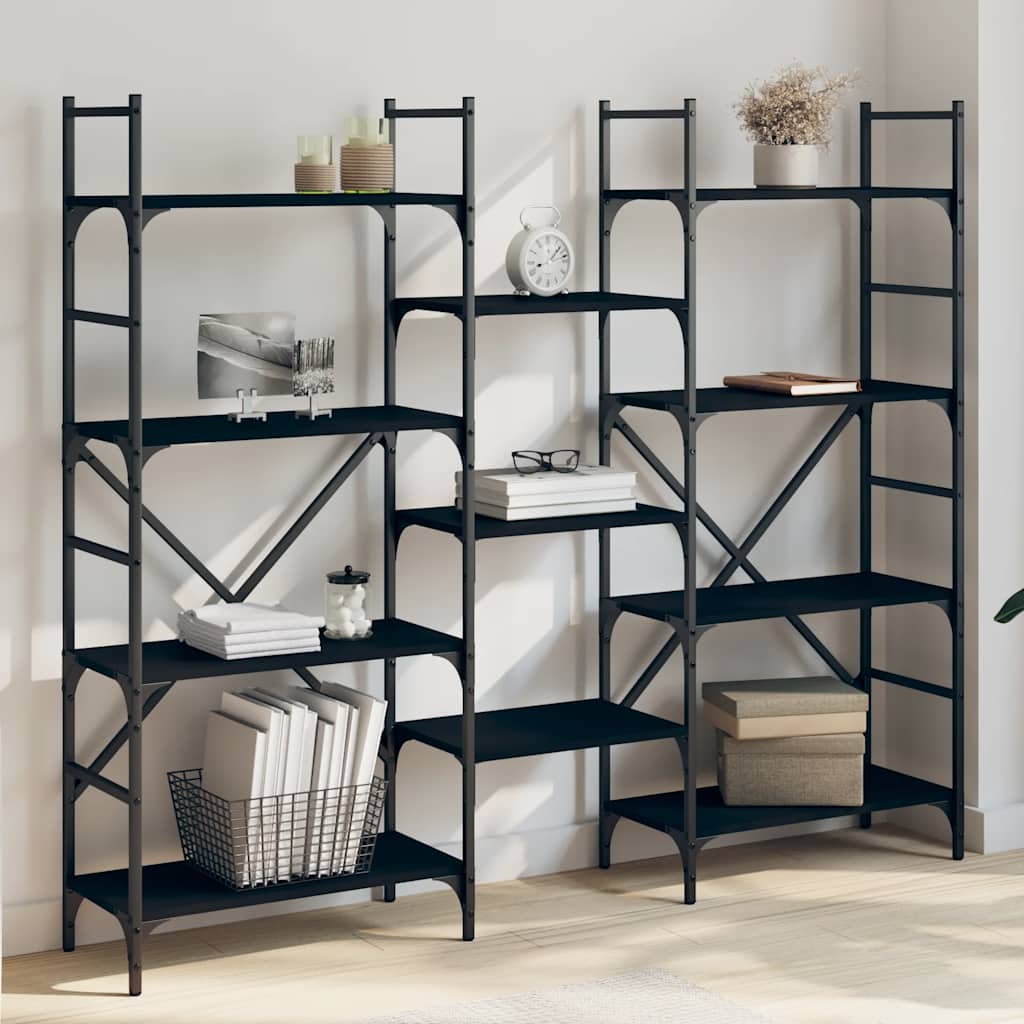 Bogreol 127,5X28,5X172,5 Cm Konstrueret Træ Sort - 160 cm / 136.5 cm