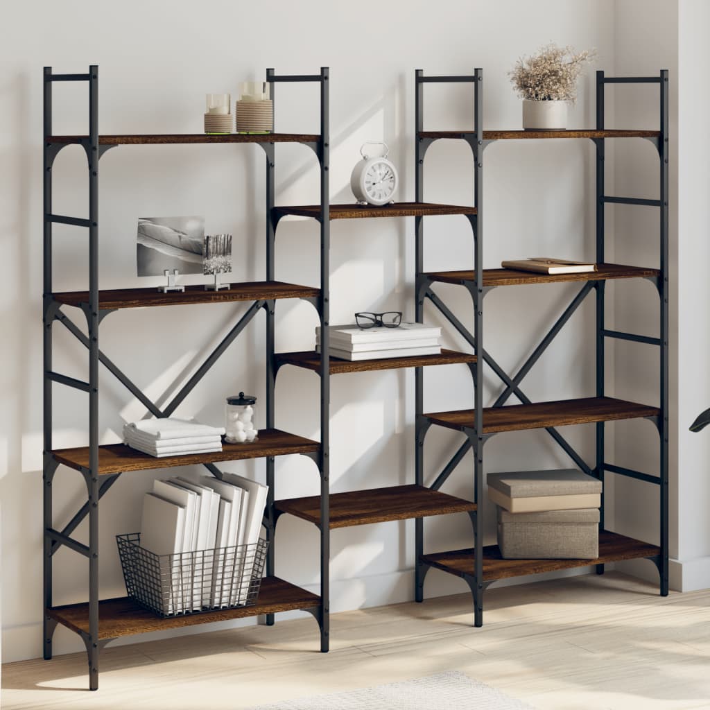 Bogreol i konstrueret træ - brun egetræsfarve 160 × 28,5 × 136,5 cm