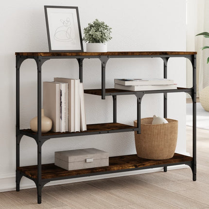 konsolbord 100x30x75 cm konstrueret træ røget egetræsfarve