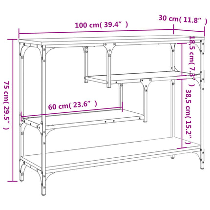 konsolbord 100x30x75 cm konstrueret træ grå sonoma-eg