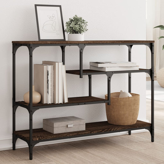 konsolbord 100x30x75 cm konstrueret træ brun egetræsfarve