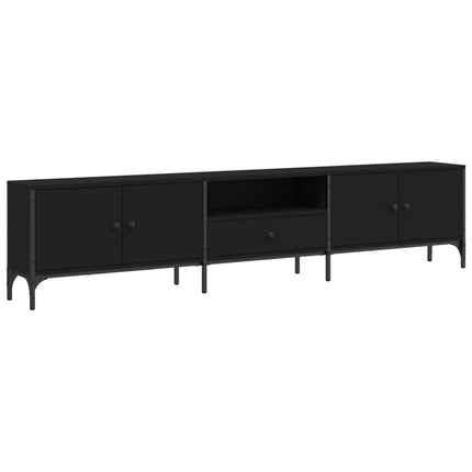 tv-bord med skuffe 200x25x44 cm konstrueret træ sort
