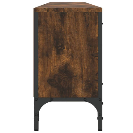 tv-bord med skuffe 200x25x44 cm konstrueret træ røget egetræ