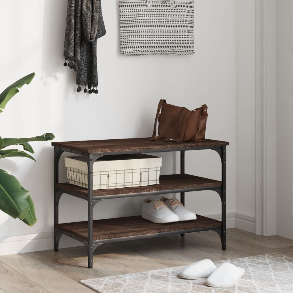 skobænk 70x38,5x49 cm konstrueret træ brun egetræsfarve