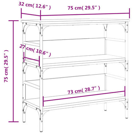 konsolbord 75x32x75 cm konstrueret træ røget egetræsfarve