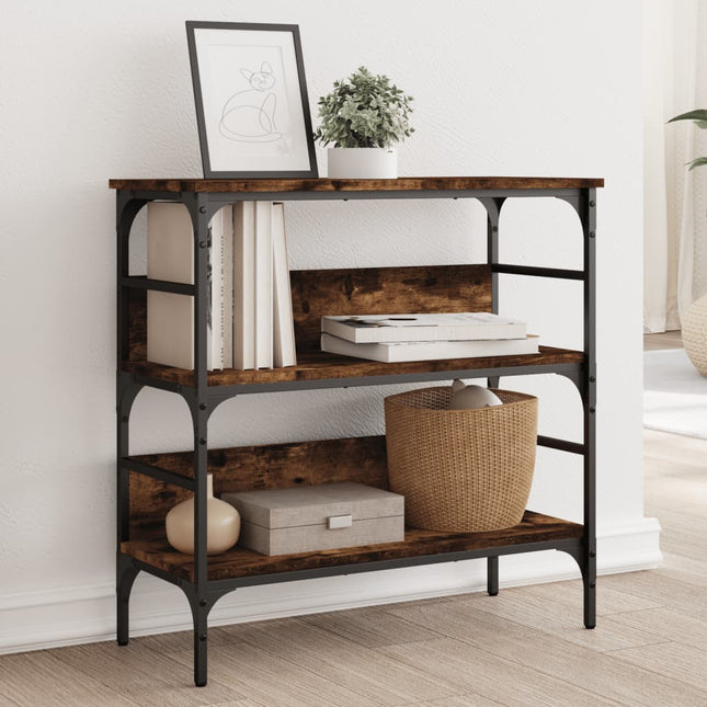 konsolbord 75x32x75 cm konstrueret træ røget egetræsfarve