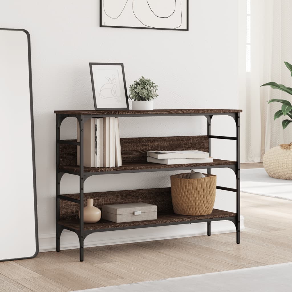 konsolbord 100x32x75 cm konstrueret træ brun egetræsfarve
