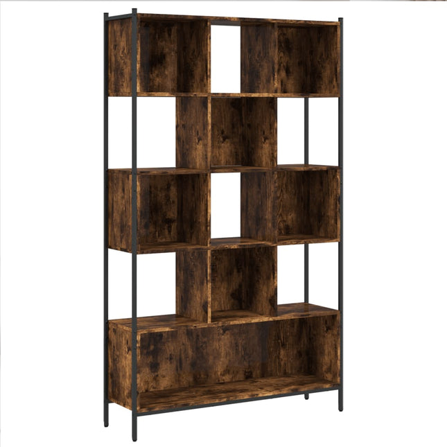 bogreol 102x28x172 cm konstrueret træ røget egetræsfarve
