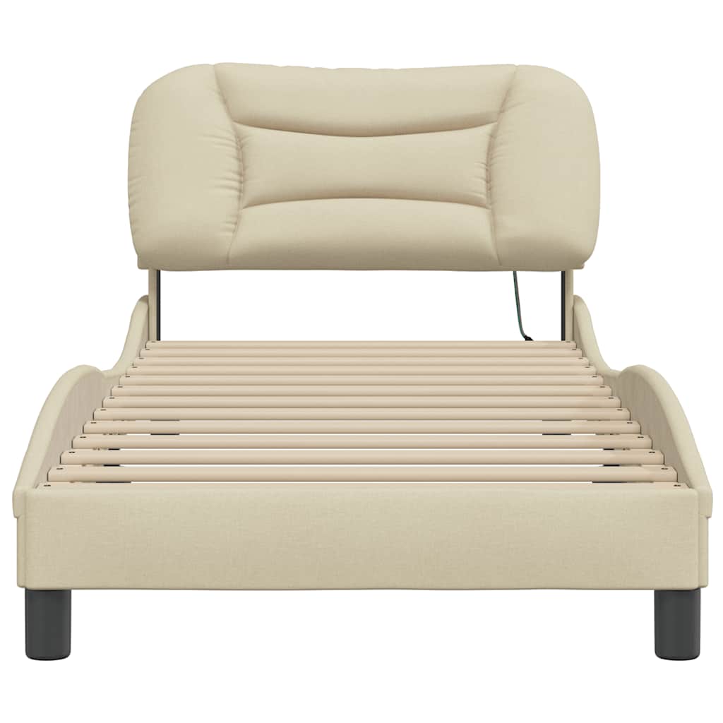 sengeramme uden madras Hvar 90x200 cm stof cremefarvet