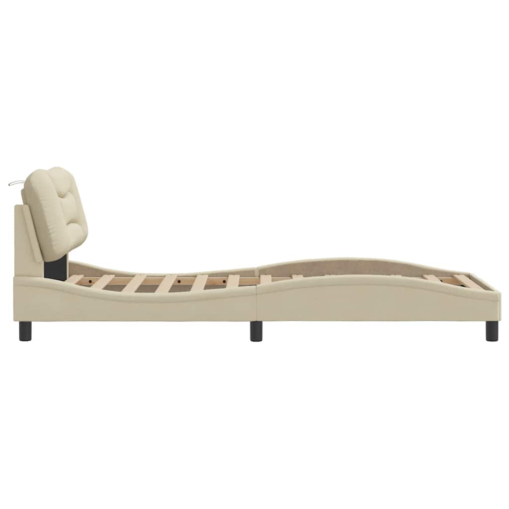 sengeramme uden madras Hvar 90x200 cm stof cremefarvet