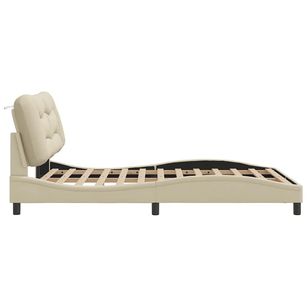 sengeramme uden madras Hvar 140x190 cm stof cremefarvet